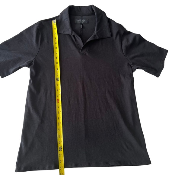 rag & bone Men's Black Johnny Slub Polo SZ Large Quiet Luxury NWT Retail $148 - Picture 6 of 7